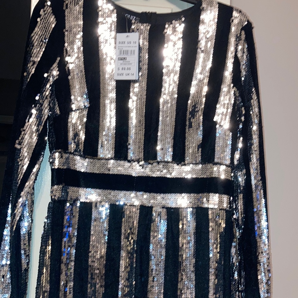 Black Velour with Silver Sequins Dress